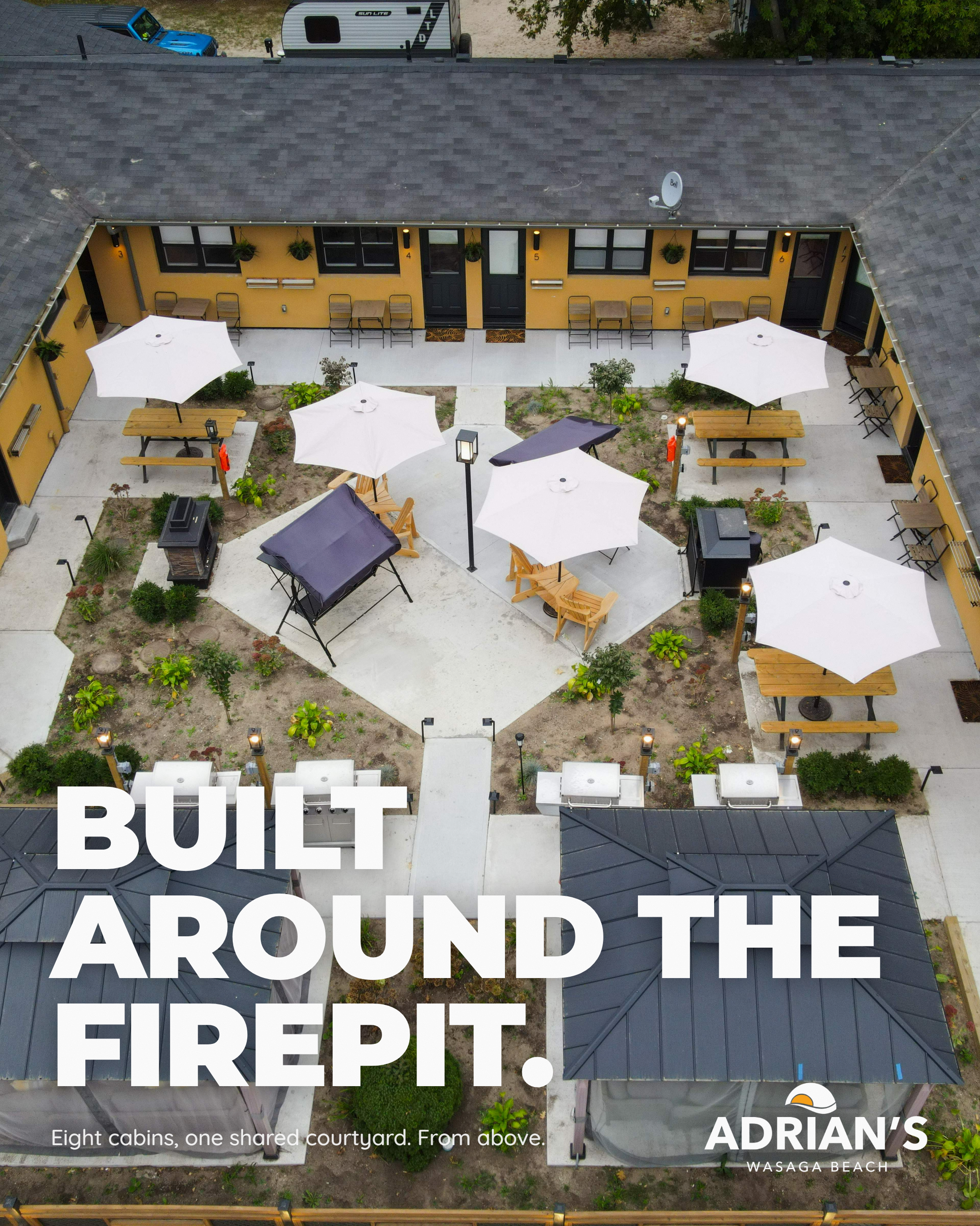 Aerial of the courtyard social post