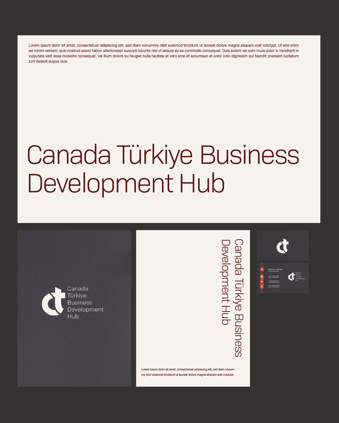 CTBDH wordmark — typographic specimen sheet with applications