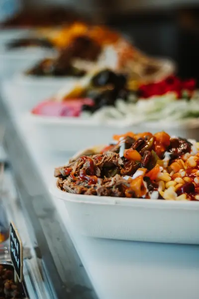 Loaded potato bowl with pulled meat