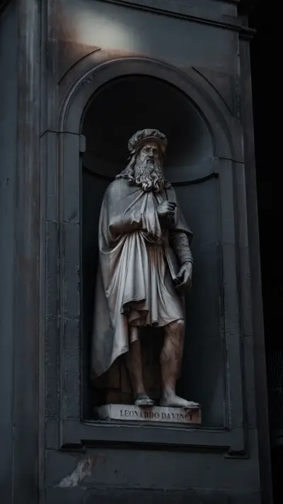 A marble statue set into a wall niche